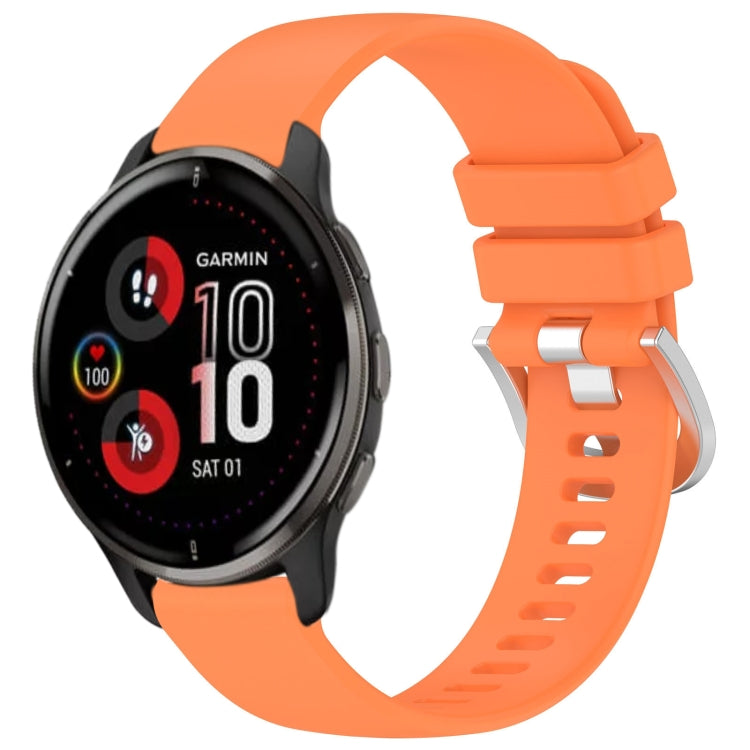 Compatible with Garmin Venu 2 Plus Liquid Glossy Silver Buckle Silicone Watch Band(Orange)