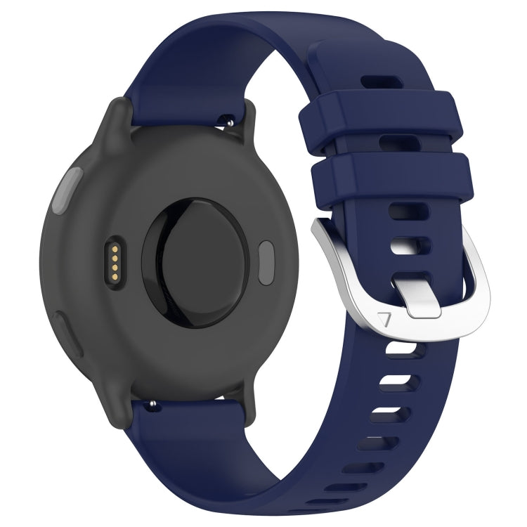 Compatible with Garmin Venu 2 Plus Liquid Glossy Silver Buckle Silicone Watch Band(Dark Blue)