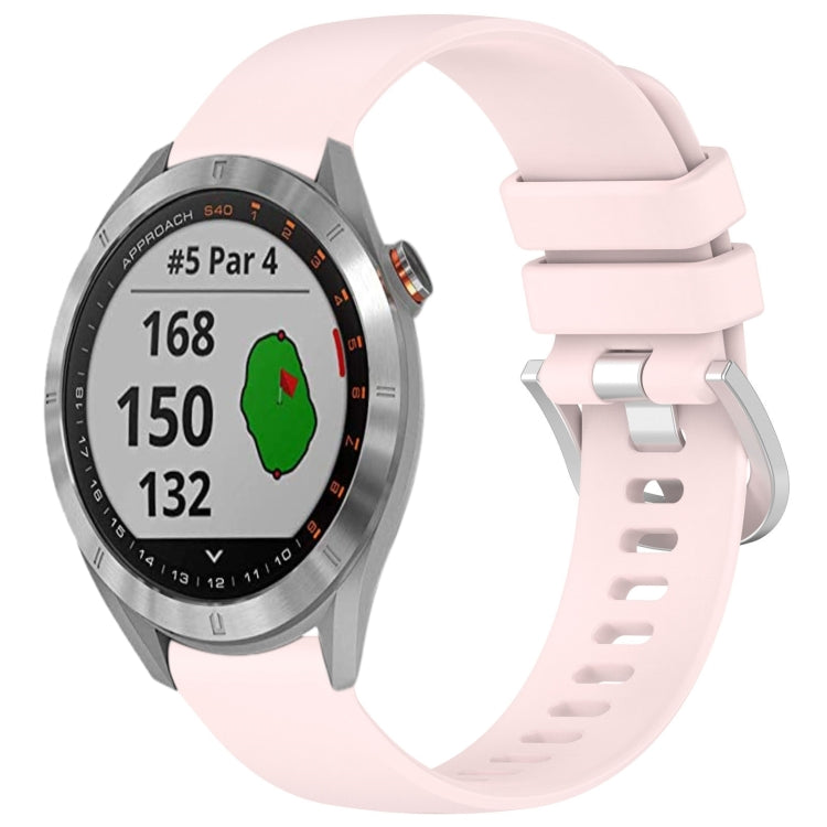 Compatible with Garmin Approach S40 Liquid Glossy Silver Buckle Silicone Watch Band(Pink)