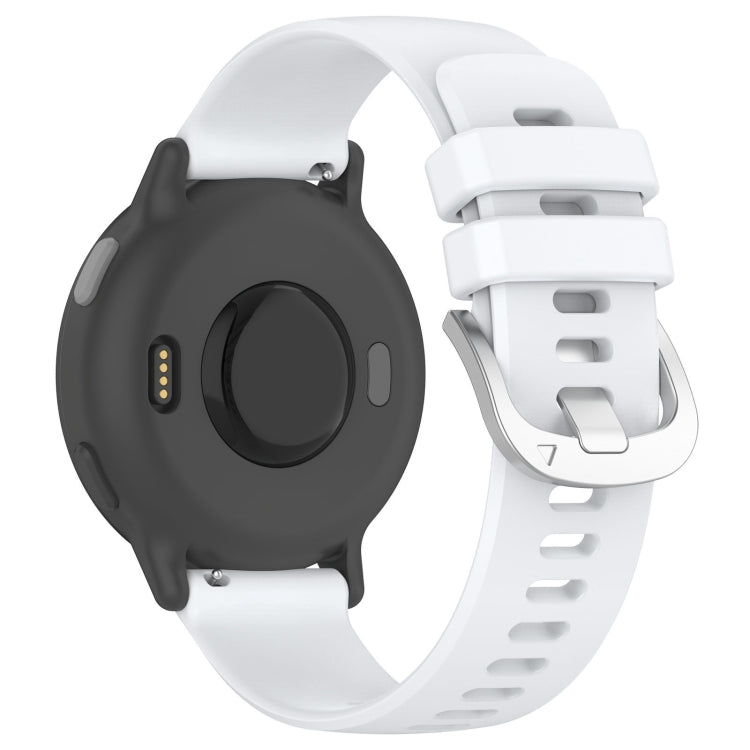 Compatible with Garmin Approach S40 Liquid Glossy Silver Buckle Silicone Watch Band(White)