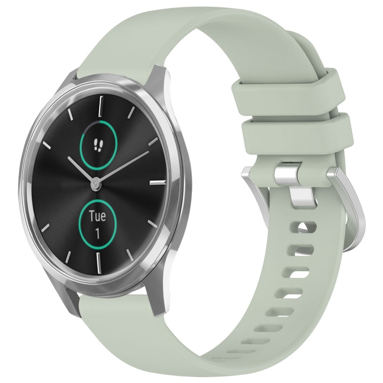 Compatible with Garmin VivoMove Luxe / Garminmove Luxe Liquid Glossy Silver Buckle Silicone Watch Band(Green)