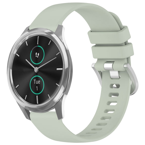 Compatible with Garmin VivoMove Luxe / Garminmove Luxe Liquid Glossy Silver Buckle Silicone Watch Band(Green)