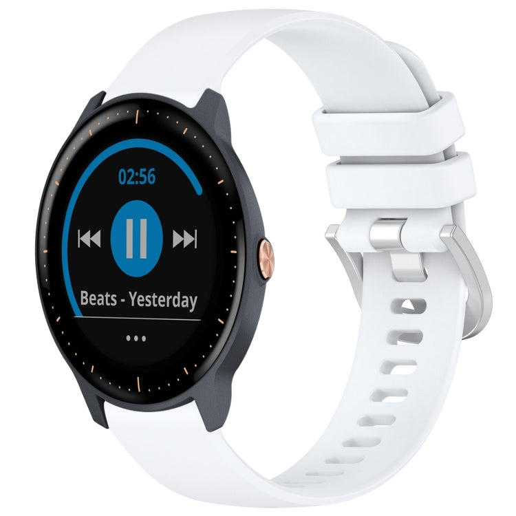 Compatible with Garmin Vivoactive3 / 3 Music Liquid Glossy Silver Buckle Silicone Watch Band(White)