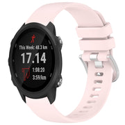 Compatible with Garmin Compatible witherunner245 / 245 Music Liquid Glossy Silver Buckle Silicone Watch Band(Pink)