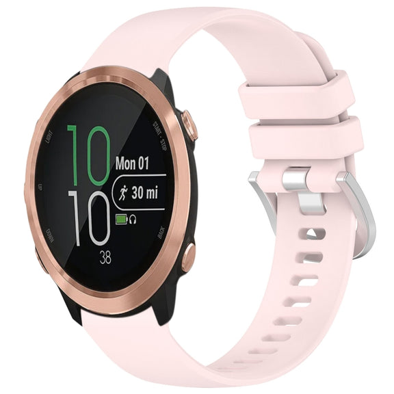 Compatible with Garmin Compatible witherunner 645 / 645 Music Liquid Glossy Silver Buckle Silicone Watch Band(Pink)