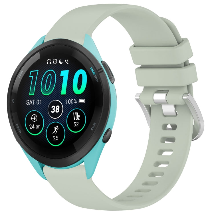 Compatible with Garmin Compatible witherunner 265S Liquid Glossy Silver Buckle Silicone Watch Band(Green)