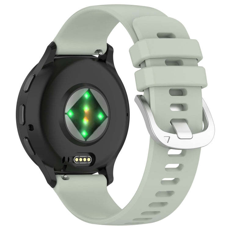 Compatible with Garmin Compatible witherunner 265S Liquid Glossy Silver Buckle Silicone Watch Band(Green)