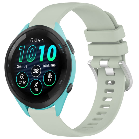 Compatible with Garmin Compatible witherunner 265S Liquid Glossy Silver Buckle Silicone Watch Band(Green)