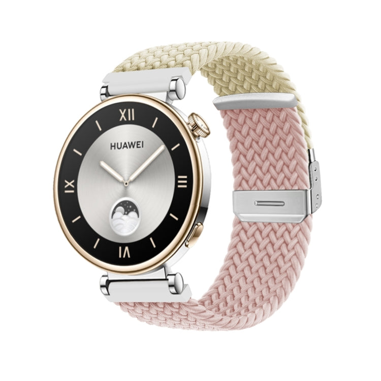 For Huawei Watch GT4 41mm Integrated Buckle Braided Nylon Watch Band(Starlight+Pink)