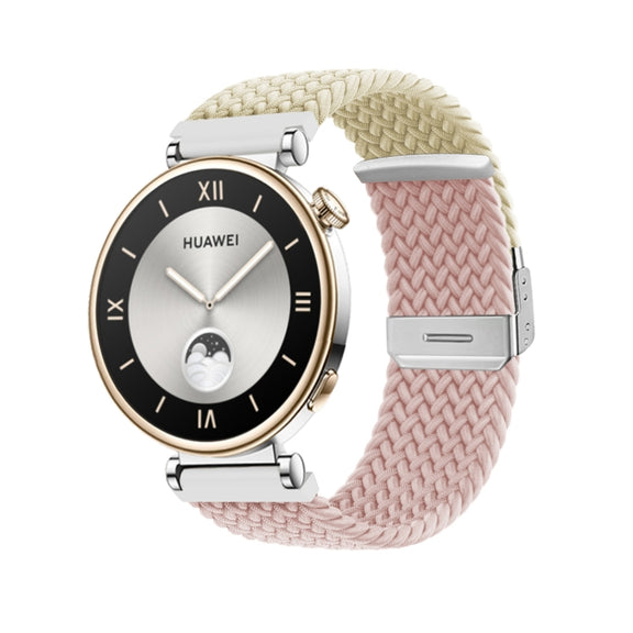 For Huawei Watch GT4 41mm Integrated Buckle Braided Nylon Watch Band(Starlight+Pink)