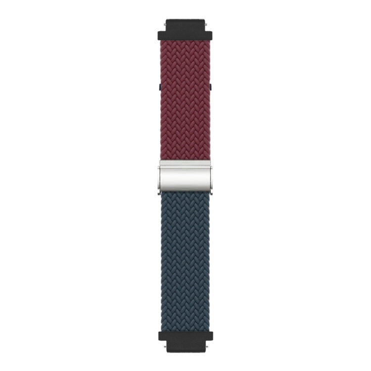 For Huawei Watch GT4 41mm Integrated Buckle Braided Nylon Watch Band(Wine Red+Deep Blue)