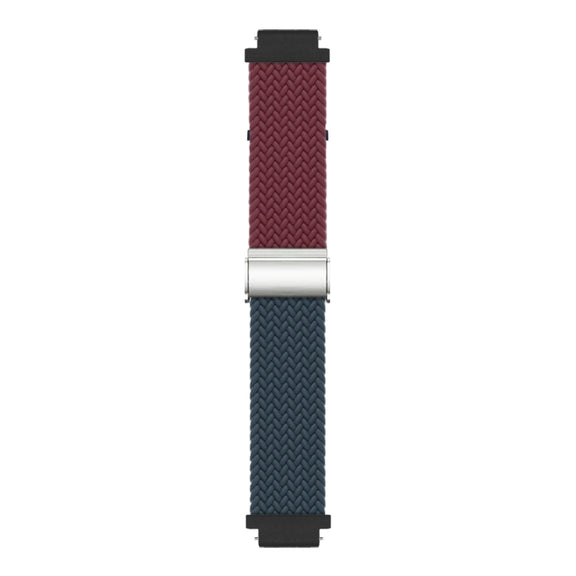 For Huawei Watch GT4 41mm Integrated Buckle Braided Nylon Watch Band(Wine Red+Deep Blue)