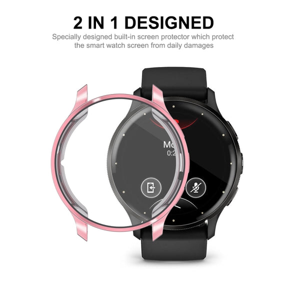 Compatible with Garmin Venu 3S ENKAY Hat-Prince Full Coverage Electroplated TPU Watch Case with Screen Protection(Pink)