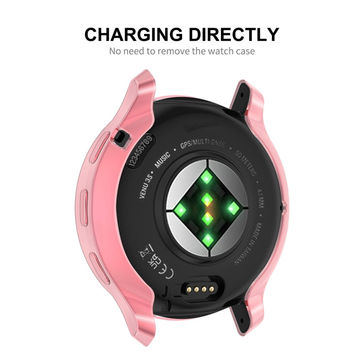 Compatible with Garmin Venu 3S ENKAY Hat-Prince Full Coverage Electroplated TPU Watch Case with Screen Protection(Pink)