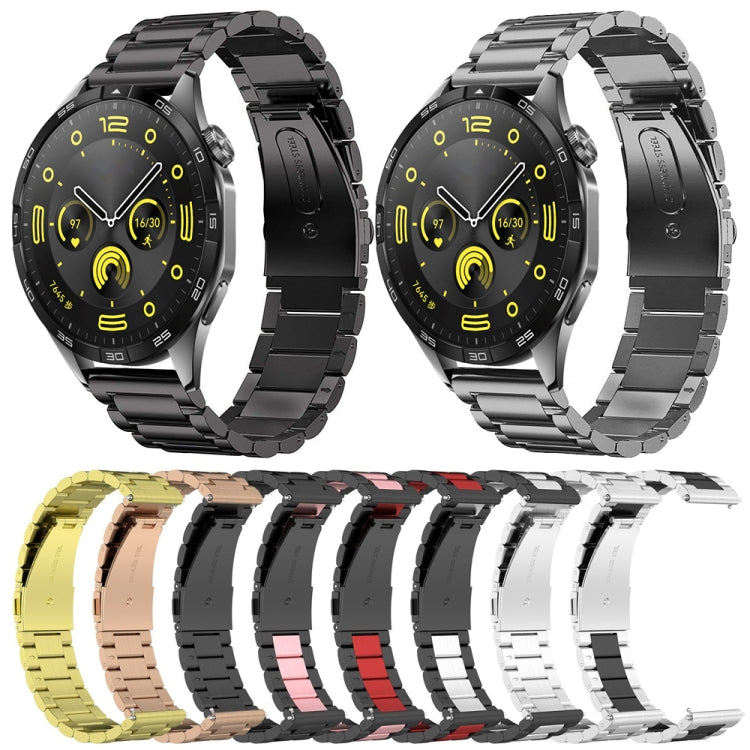 For Huawei Watch GT4 46mm Three Bead Stainless Steel Metal Watch Band(Gray)