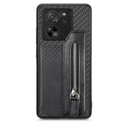 For Xiaomi 13T / 13T Pro Carbon Fiber Flip Zipper Wallet Phone Case(Black)