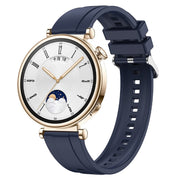 For Huawei Watch GT4 41mm Tire Pattern Silver Buckle Silicone Watch Band(Midnight Blue)
