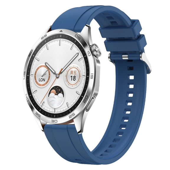 For Huawei Watch GT4 46mm Tire Pattern Silver Buckle Silicone Watch Band(Blue)