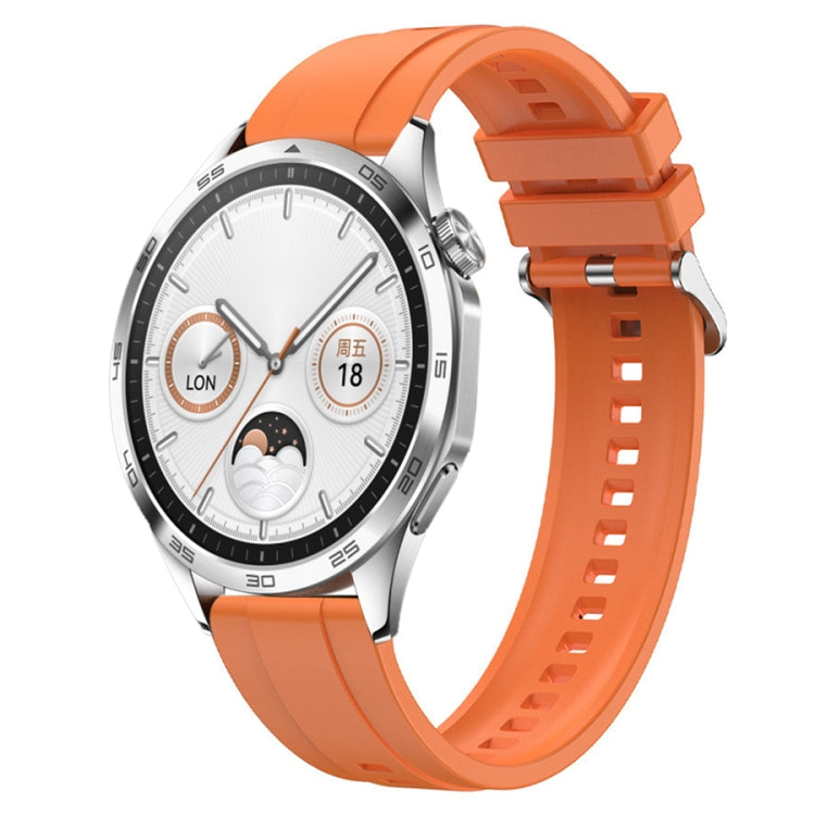 For Huawei Watch GT4 46mm Tire Pattern Silver Buckle Silicone Watch Band(Orange)