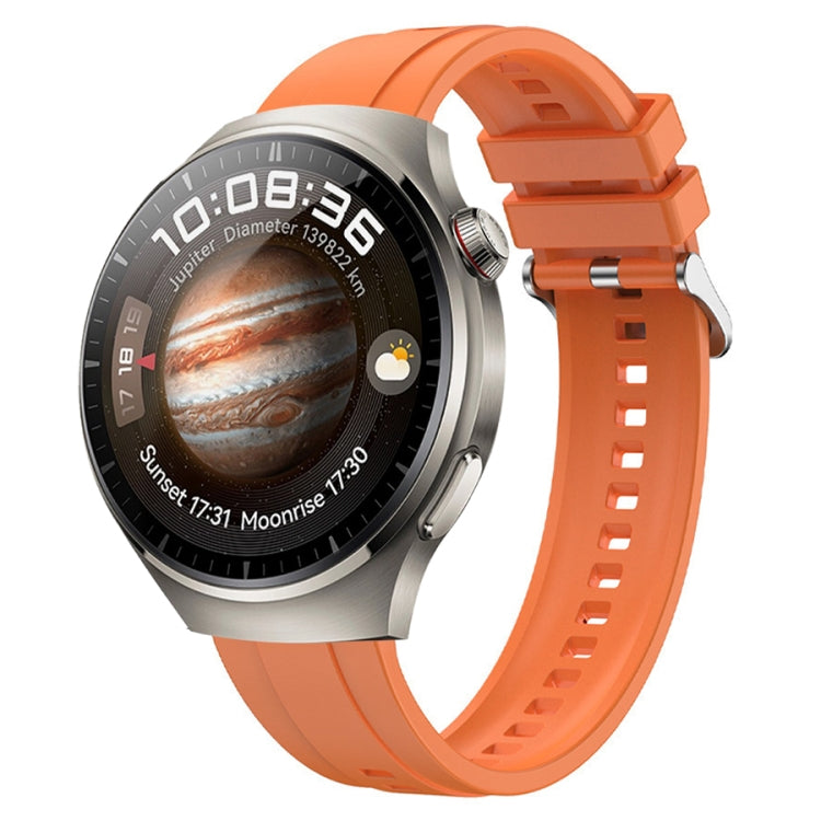 For Huawei Watch 4 Tire Pattern Silver Buckle Silicone Watch Band(Orange)