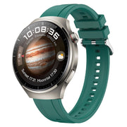 For Huawei Watch 4 Tire Pattern Silver Buckle Silicone Watch Band(Dark Green)