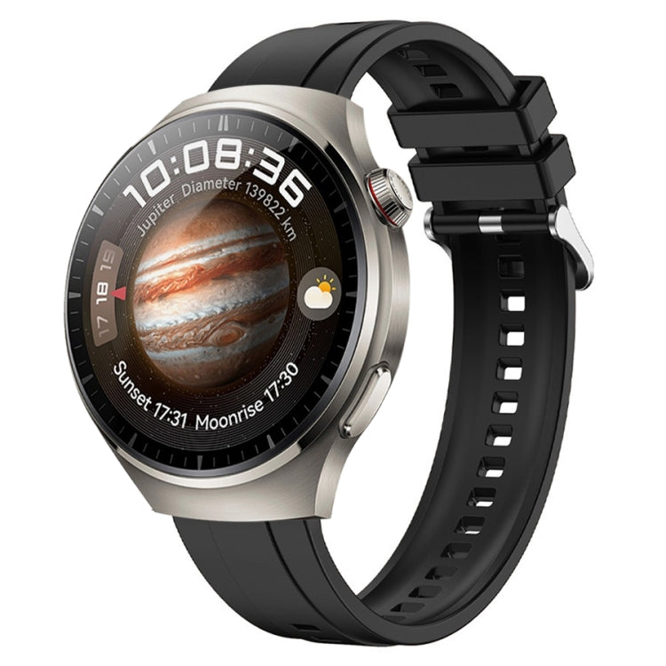 For Huawei Watch 4 Tire Pattern Silver Buckle Silicone Watch Band(Black)
