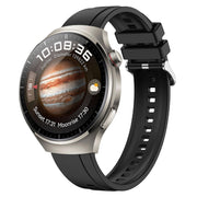 For Huawei Watch 4 Tire Pattern Silver Buckle Silicone Watch Band(Black)