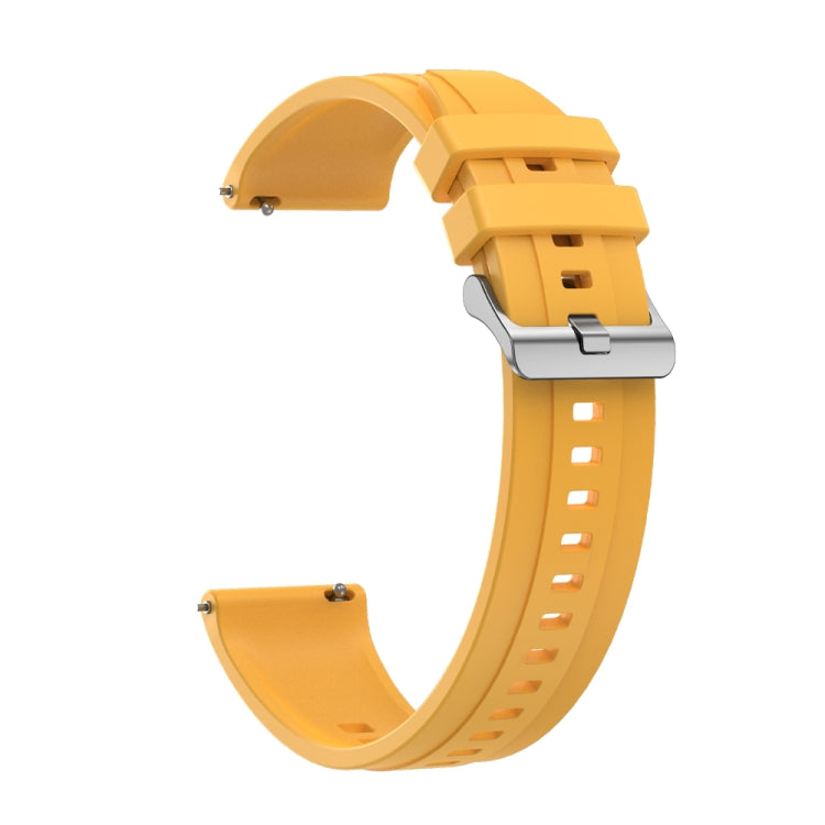 For Huawei Watch 4 Pro Tire Pattern Silver Buckle Silicone Watch Band(Yellow)