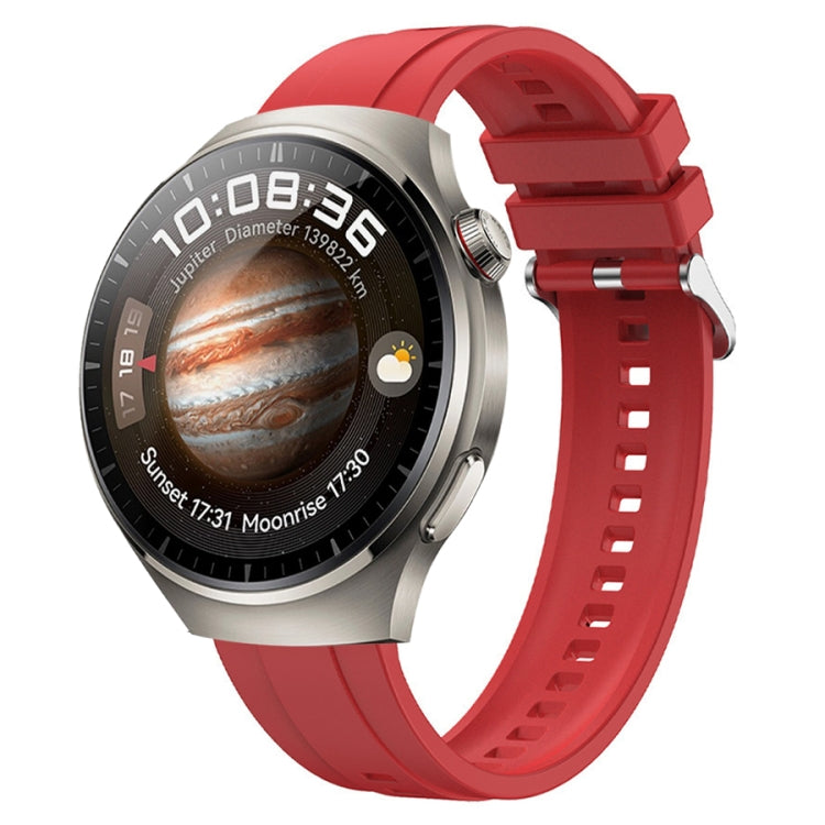 For Huawei Watch 4 Pro Tire Pattern Silver Buckle Silicone Watch Band(Red)