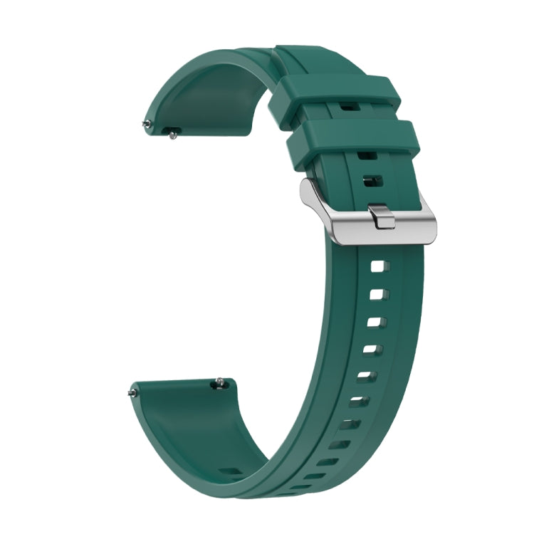 For Huawei Watch 4 Pro Tire Pattern Silver Buckle Silicone Watch Band(Dark Green)