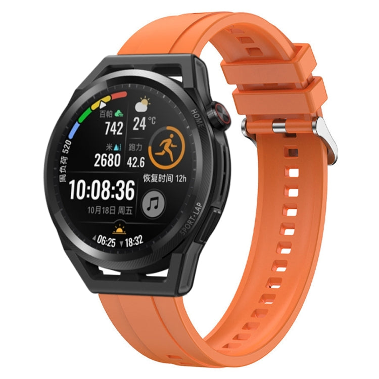 For Huawei Watch3 Pro New / GT Runner Tire Pattern Silver Buckle Silicone Watch Band(Orange)
