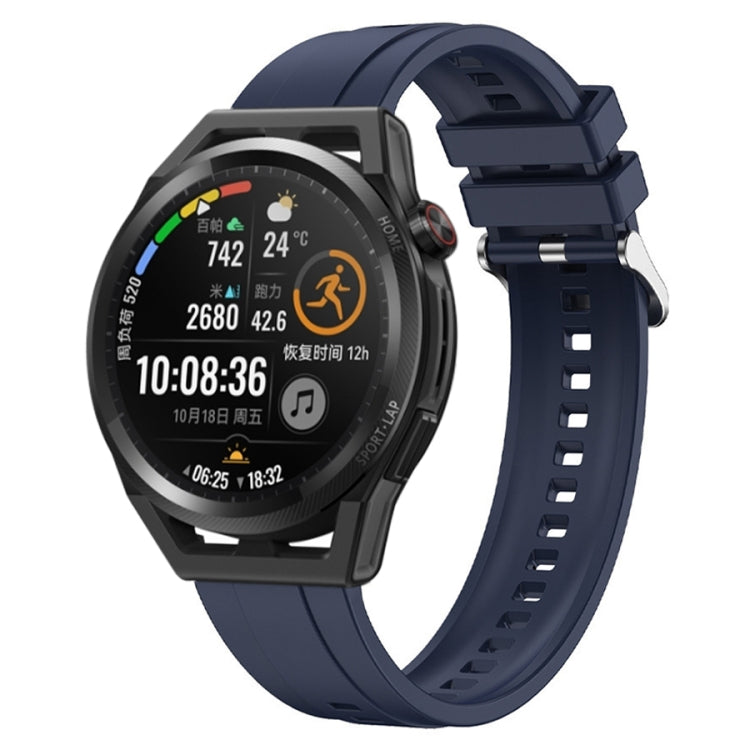 For Huawei Watch3 Pro New / GT Runner Tire Pattern Silver Buckle Silicone Watch Band(Midnight Blue)