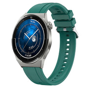 For Huawei Watch GT3 Pro 46mm Tire Pattern Silver Buckle Silicone Watch Band(Dark Green)