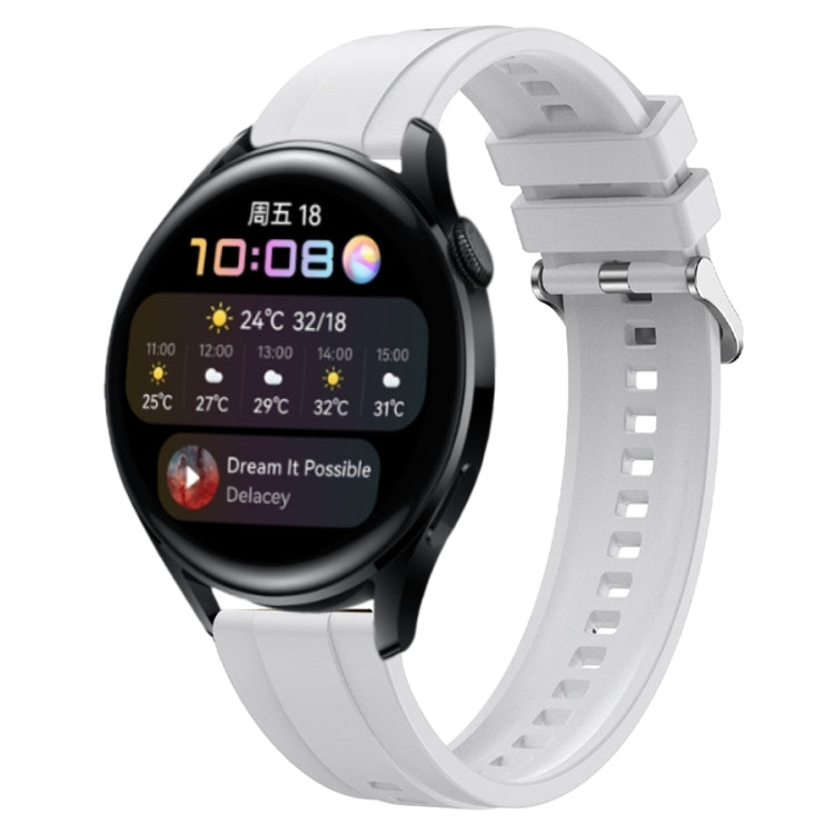 For Huawei Watch 3 / 3 Pro Tire Pattern Silver Buckle Silicone Watch Band(White)
