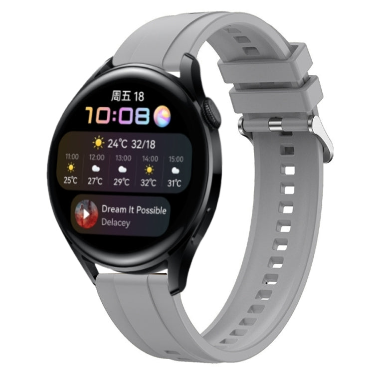 For Huawei Watch 3 / 3 Pro Tire Pattern Silver Buckle Silicone Watch Band(Light Gray)