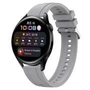For Huawei Watch 3 / 3 Pro Tire Pattern Silver Buckle Silicone Watch Band(Light Gray)