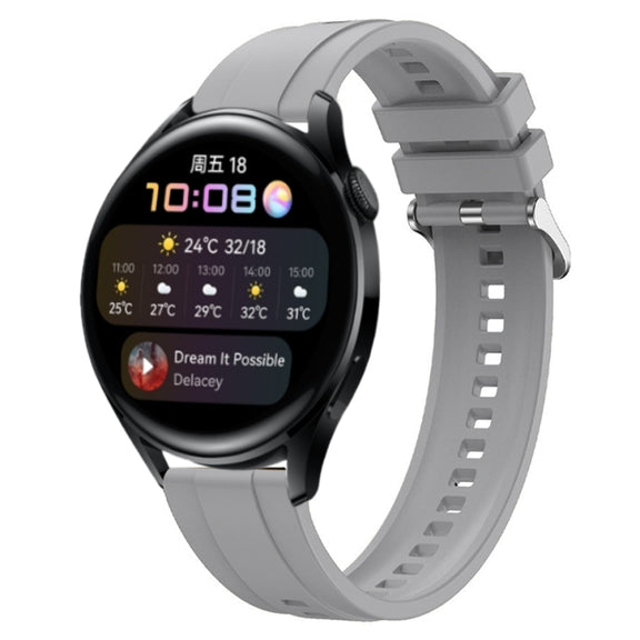 For Huawei Watch 3 / 3 Pro Tire Pattern Silver Buckle Silicone Watch Band(Light Gray)