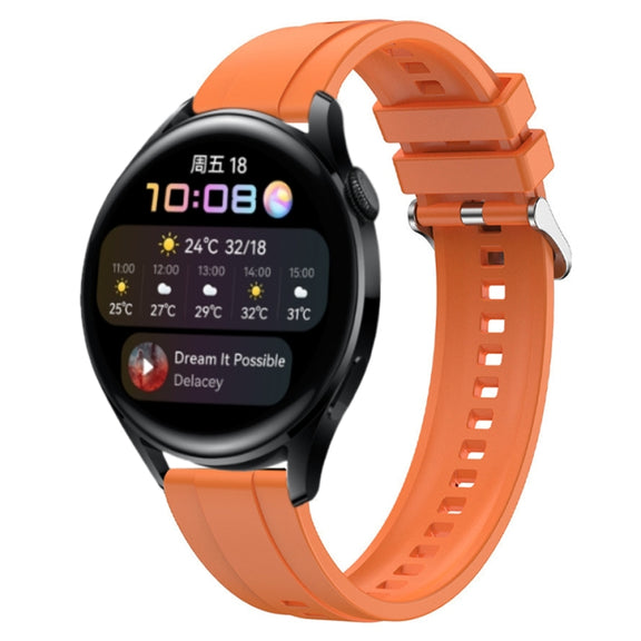 For Huawei Watch 3 / 3 Pro Tire Pattern Silver Buckle Silicone Watch Band(Orange)