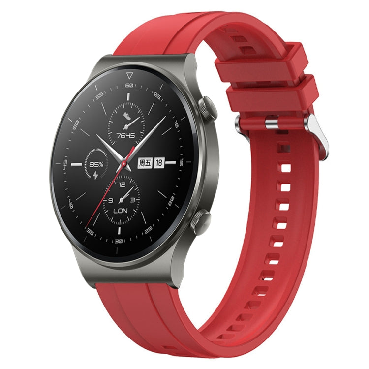 For Huawei Watch GT2 Pro / GT 2e / GT2 46mm Tire Pattern Silver Buckle Silicone Watch Band(Red)