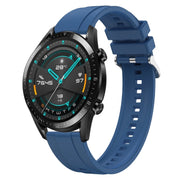 For Huawei Watch GT 42mm / 46mm Tire Pattern Silver Buckle Silicone Watch Band(Blue)