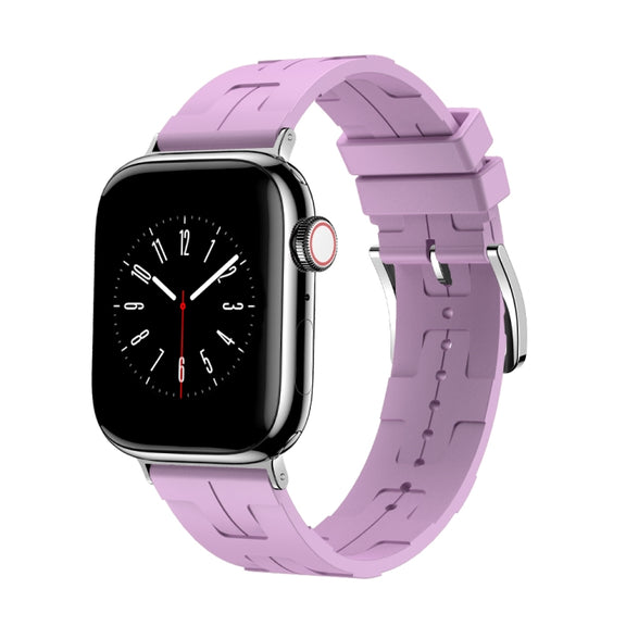 For Apple Watch Series 8 41mm H Texture Soft Silicone Buckle Watch Band(Purple)