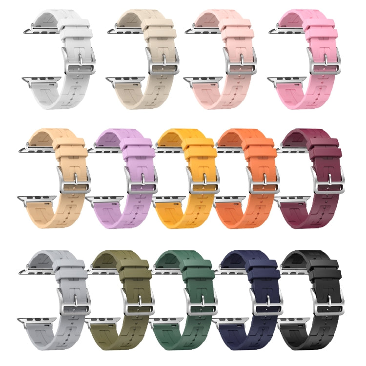 For Apple Watch SE 2023 40mm H Texture Soft Silicone Buckle Watch Band(Wine)