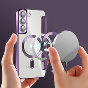 For Samsung Galaxy S22+ 5G Shield MagSafe RFID Anti-theft Leather Phone Case(Purple)