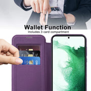 For Samsung Galaxy S22+ 5G Shield MagSafe RFID Anti-theft Leather Phone Case(Purple)