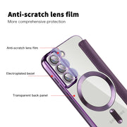 For Samsung Galaxy S22+ 5G Shield MagSafe RFID Anti-theft Leather Phone Case(Purple)