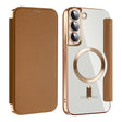 For Samsung Galaxy S22+ 5G Shield MagSafe RFID Anti-theft Leather Phone Case(Brown) - Galaxy S22+ 5G Cases by PMC TechLife | Online Shopping South Africa | PMC TechLife | Buy Now Pay Later Mobicred