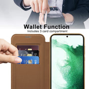 For Samsung Galaxy S22+ 5G Shield MagSafe RFID Anti-theft Leather Phone Case(Brown)