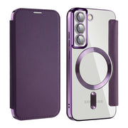 For Samsung Galaxy S22+ 5G MagSafe Magnetic RFID Anti-theft Leather Phone Case(Purple)