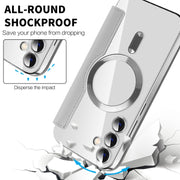For Samsung Galaxy S23 FE 5G Shield MagSafe RFID Anti-theft Leather Phone Case(Grey)