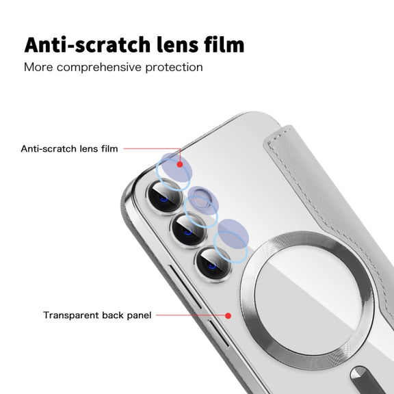 For Samsung Galaxy S23 FE 5G Shield MagSafe RFID Anti-theft Leather Phone Case(Grey)